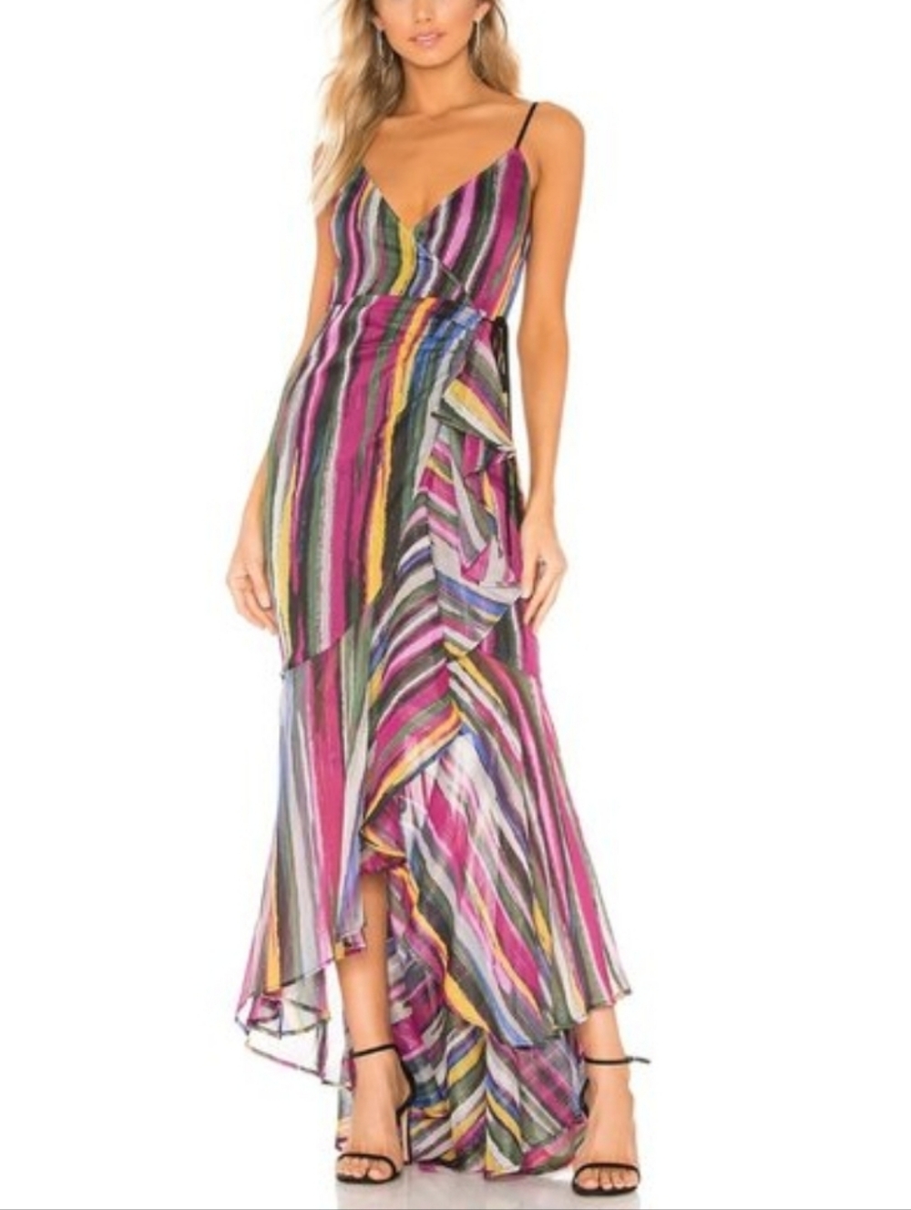 Michael Costello X Revolve Atienne Multicolor Metallic Rainbow Maxi Dress